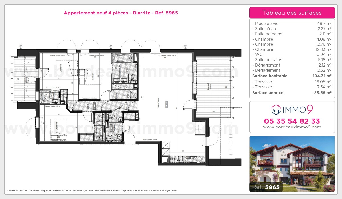 Plan et surfaces, Programme neuf Biarritz Référence n° 5965