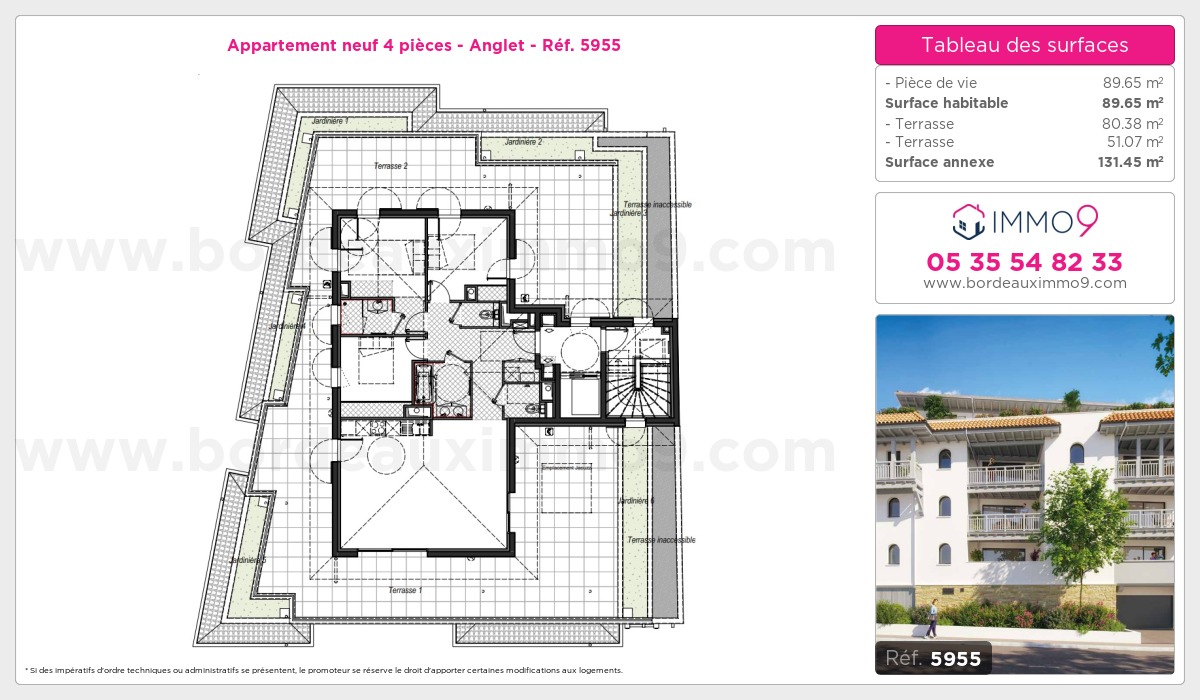 Plan et surfaces, Programme neuf Anglet Référence n° 5955