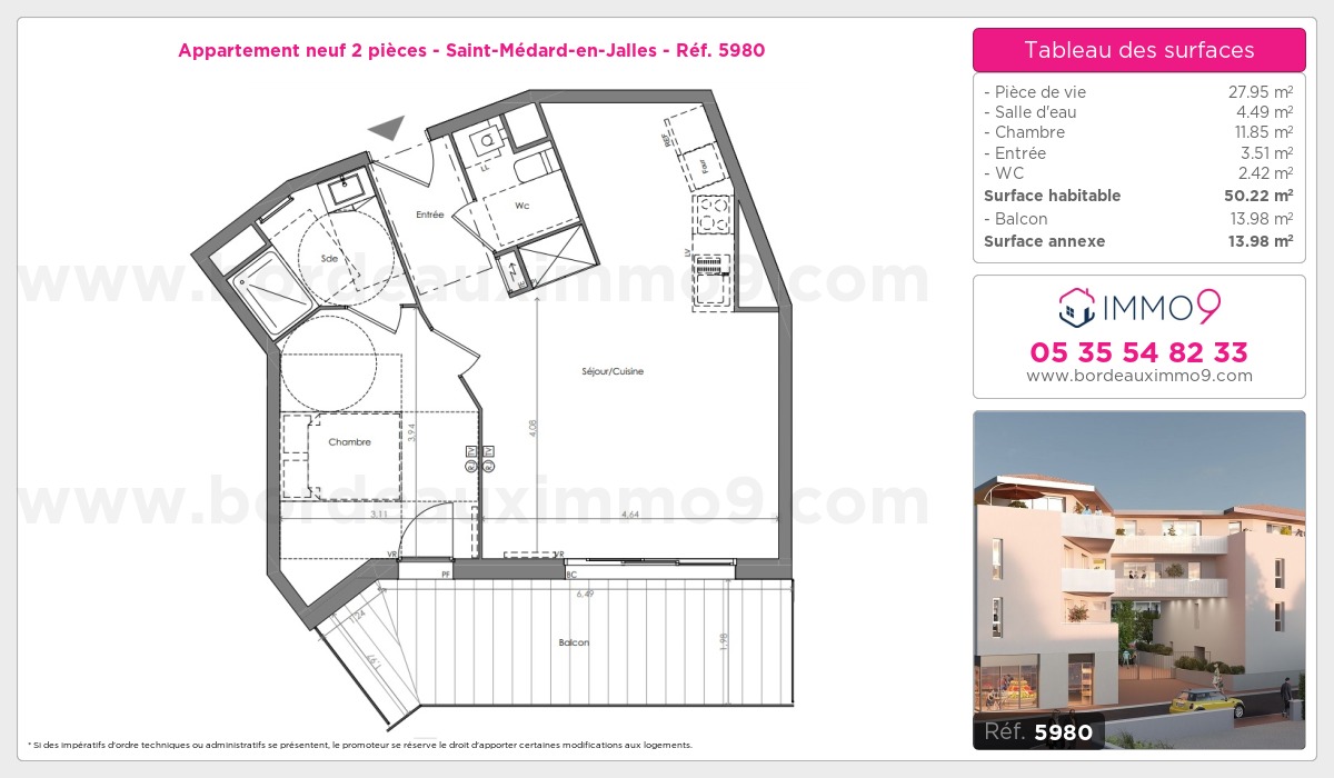 Plan et surfaces, Programme neuf Saint-Médard-en-Jalles Référence n° 5980