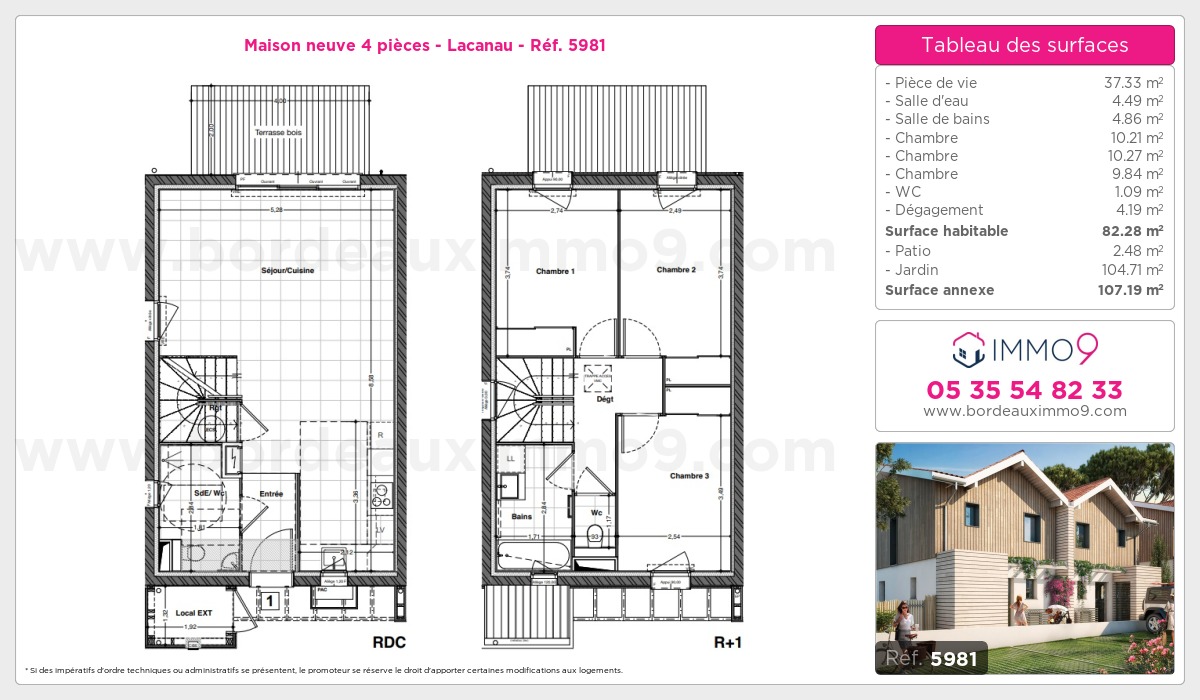 Plan et surfaces, Programme neuf Lacanau Référence n° 5981