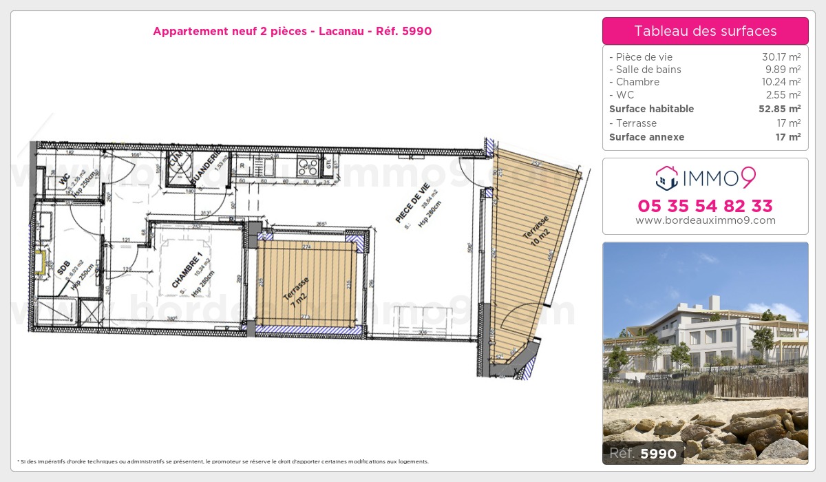 Plan et surfaces, Programme neuf Lacanau Référence n° 5990