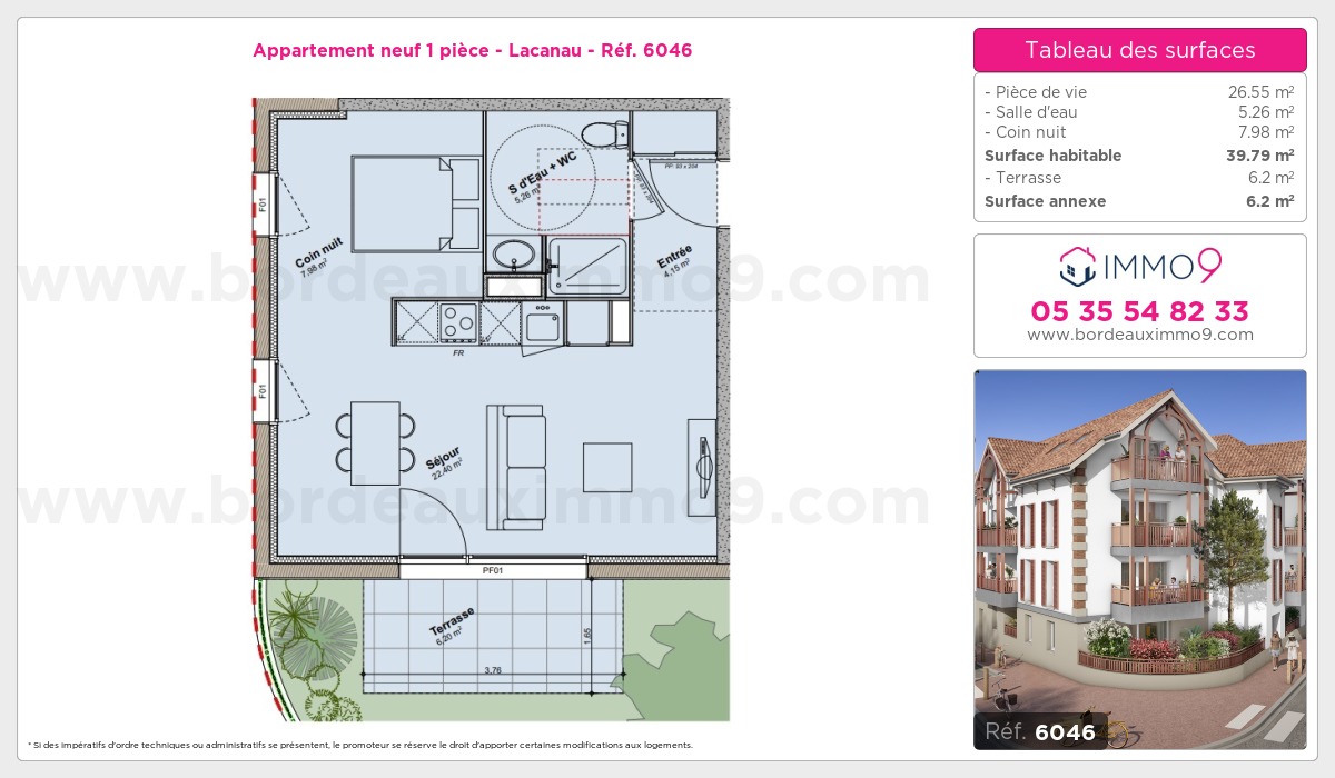 Plan et surfaces, Programme neuf Lacanau Référence n° 6046