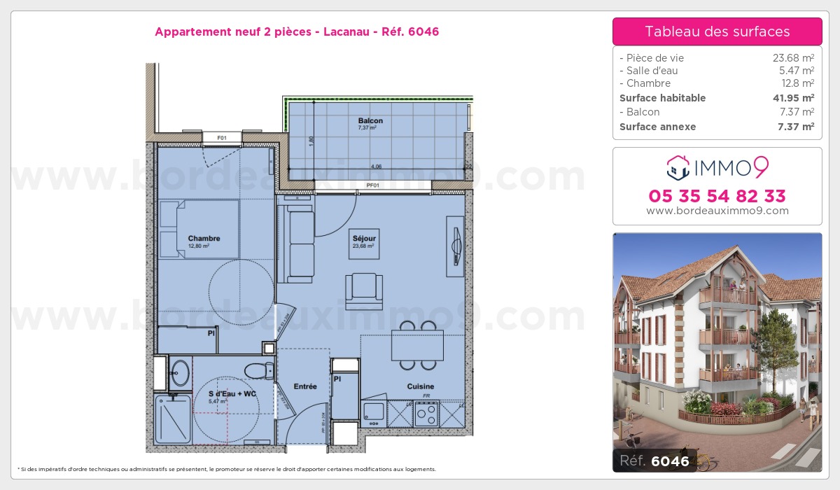 Plan et surfaces, Programme neuf Lacanau Référence n° 6046