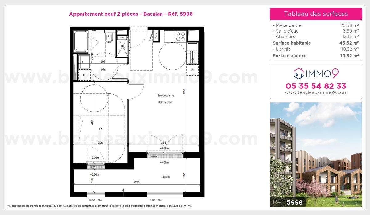 Plan et surfaces, Programme neuf Bordeaux : Bacalan Référence n° 5998