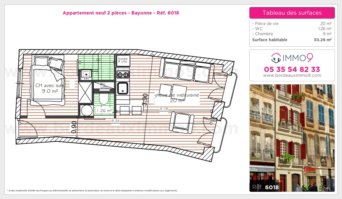 Plan et surfaces, Programme neuf Bayonne Référence n° 6018