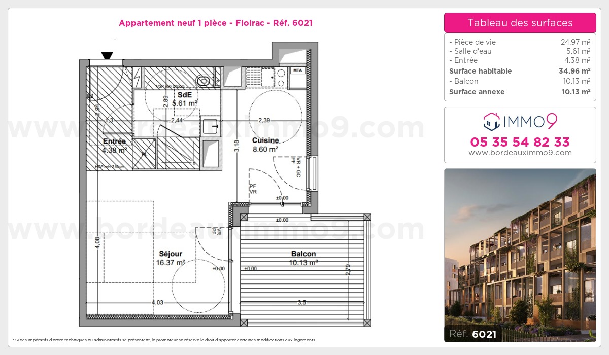 Plan et surfaces, Programme neuf Floirac Référence n° 6021