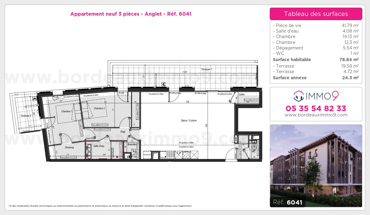 Plan et surfaces, Programme neuf Anglet Référence n° 6041