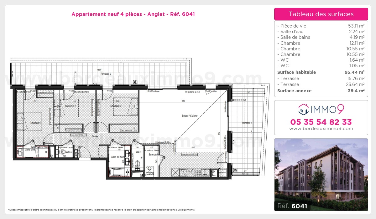 Plan et surfaces, Programme neuf Anglet Référence n° 6041