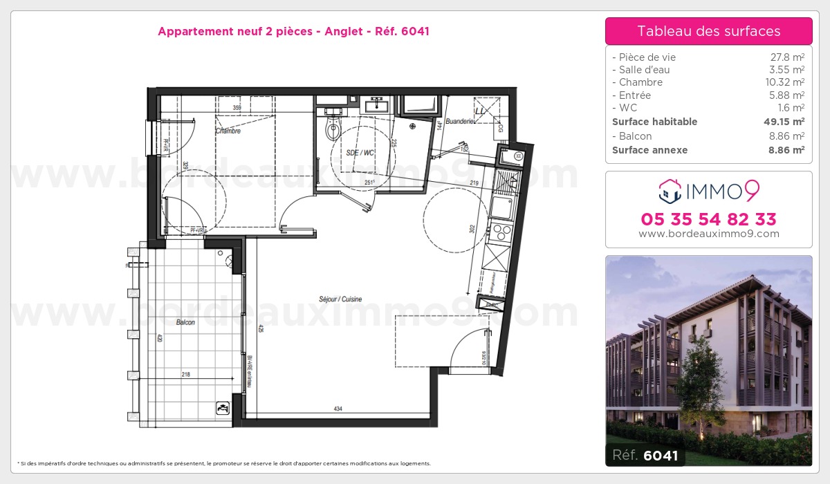 Plan et surfaces, Programme neuf Anglet Référence n° 6041