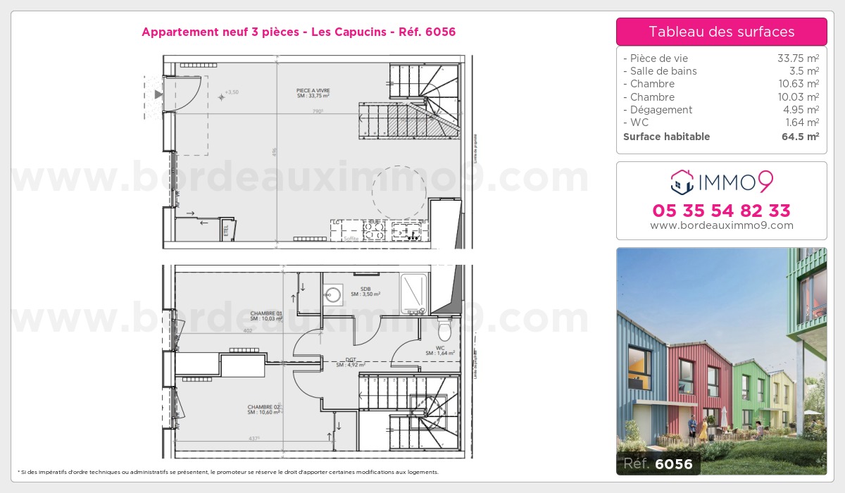 Plan et surfaces, Programme neuf Bordeaux : Capucins Référence n° 6056