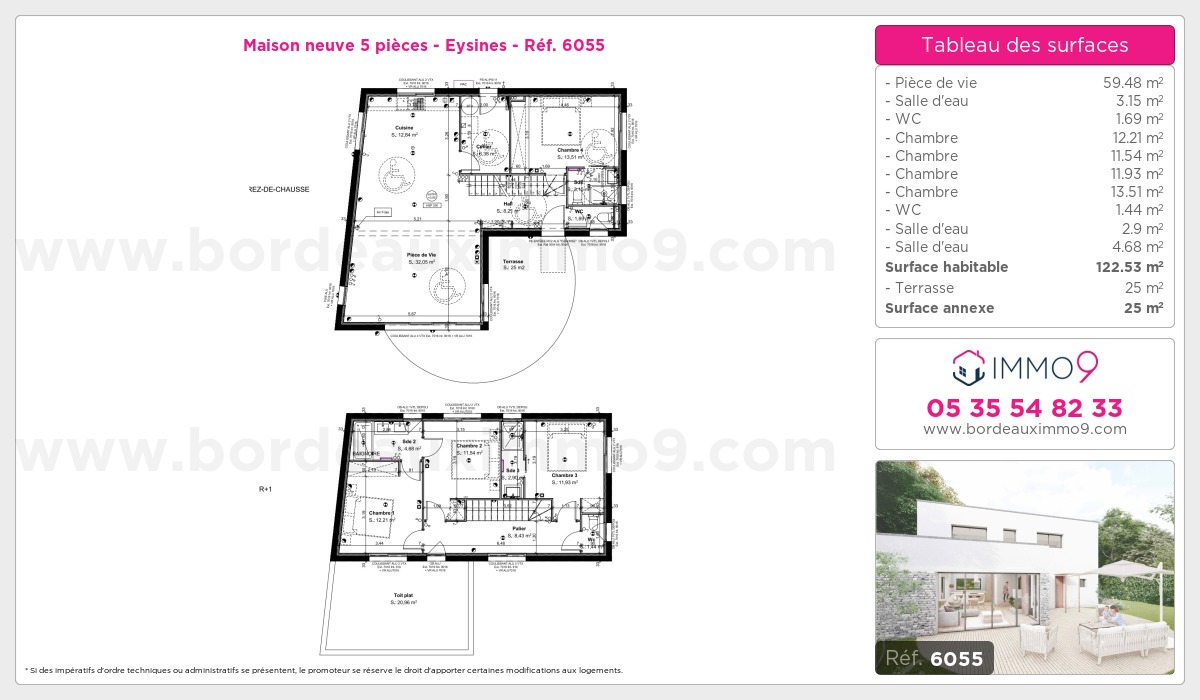 Plan et surfaces, Programme neuf Eysines Référence n° 6055