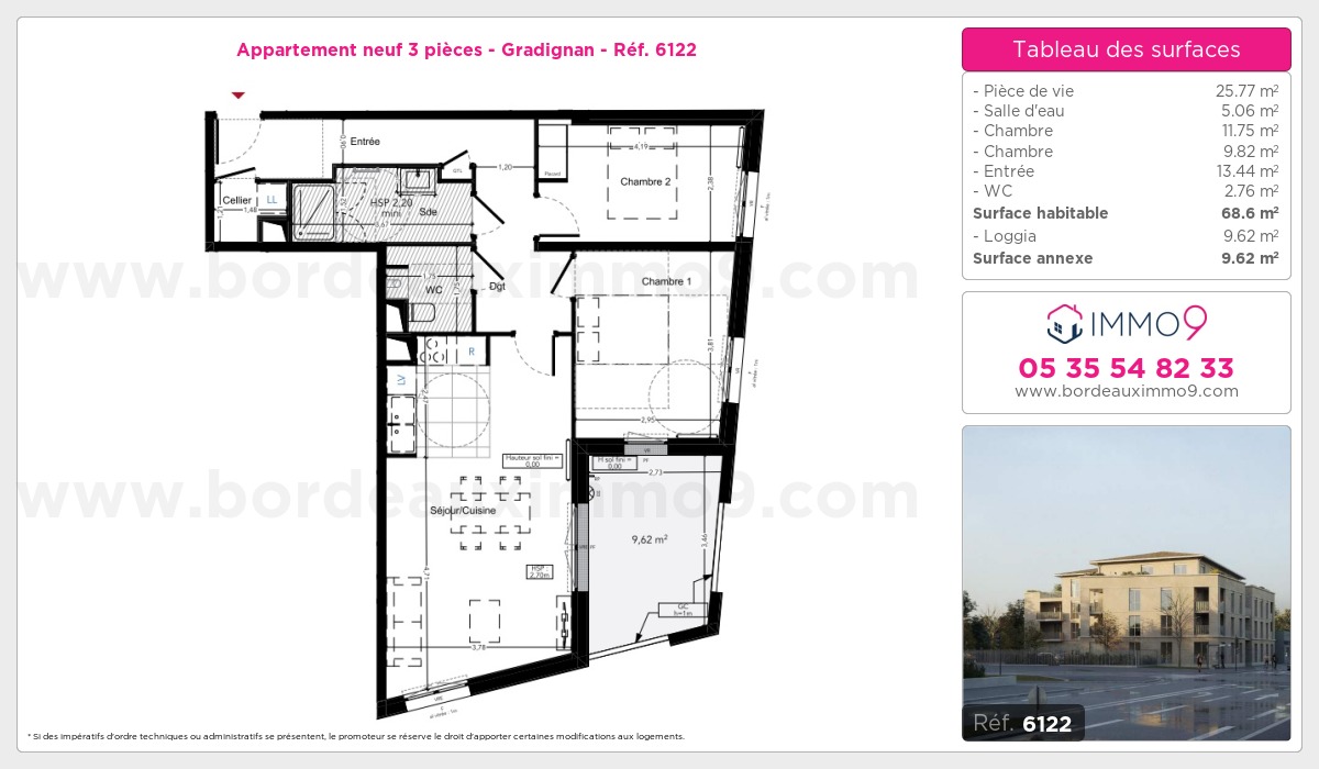 Plan et surfaces, Programme neuf Gradignan Référence n° 6122