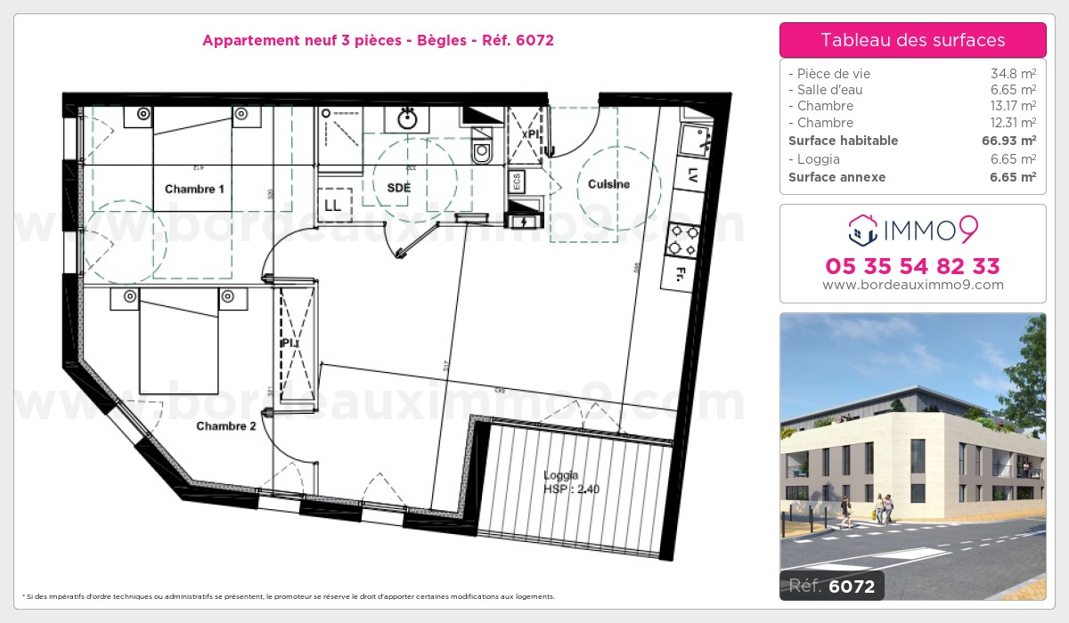 Plan et surfaces, Programme neuf Bègles Référence n° 6072