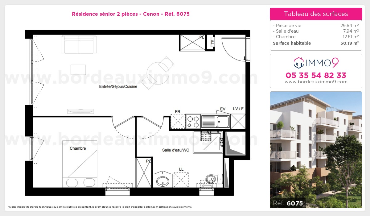 Plan et surfaces, Programme neuf Cenon Référence n° 6075