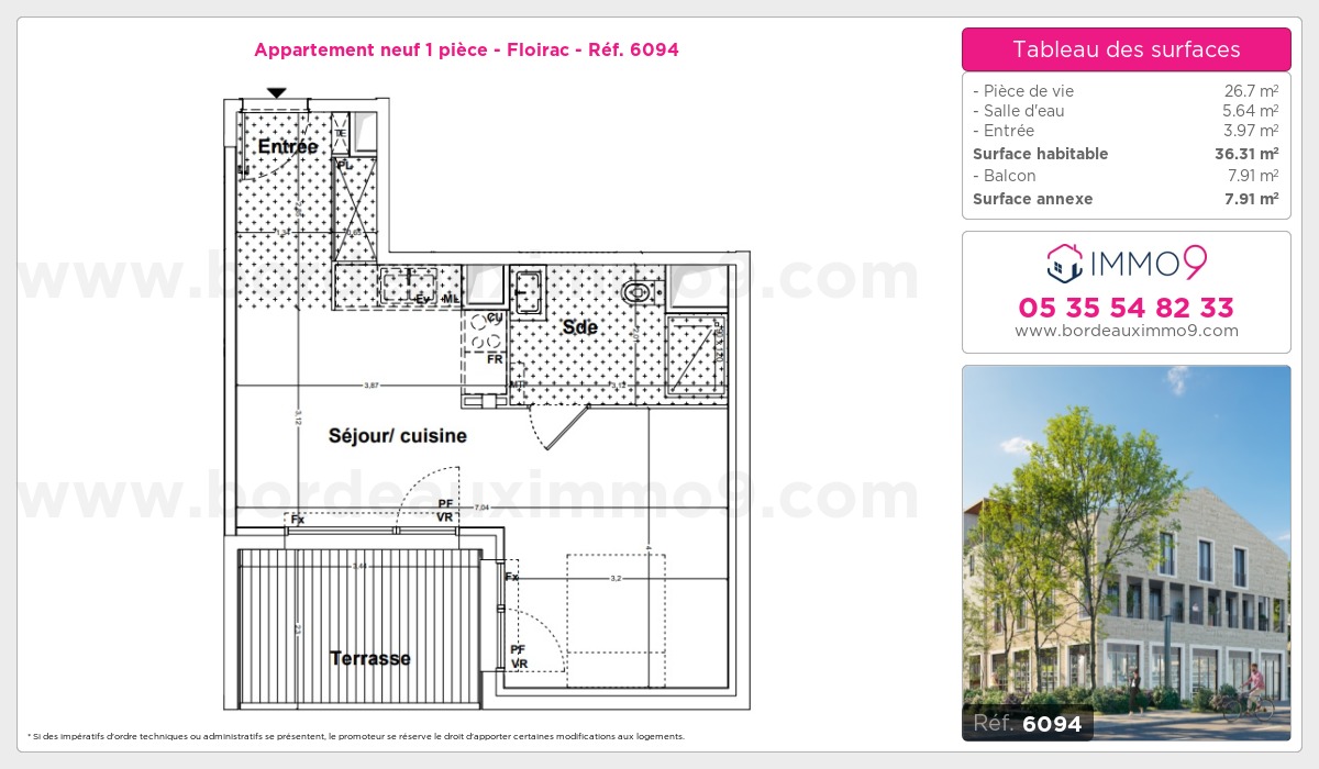 Plan et surfaces, Programme neuf Floirac Référence n° 6094