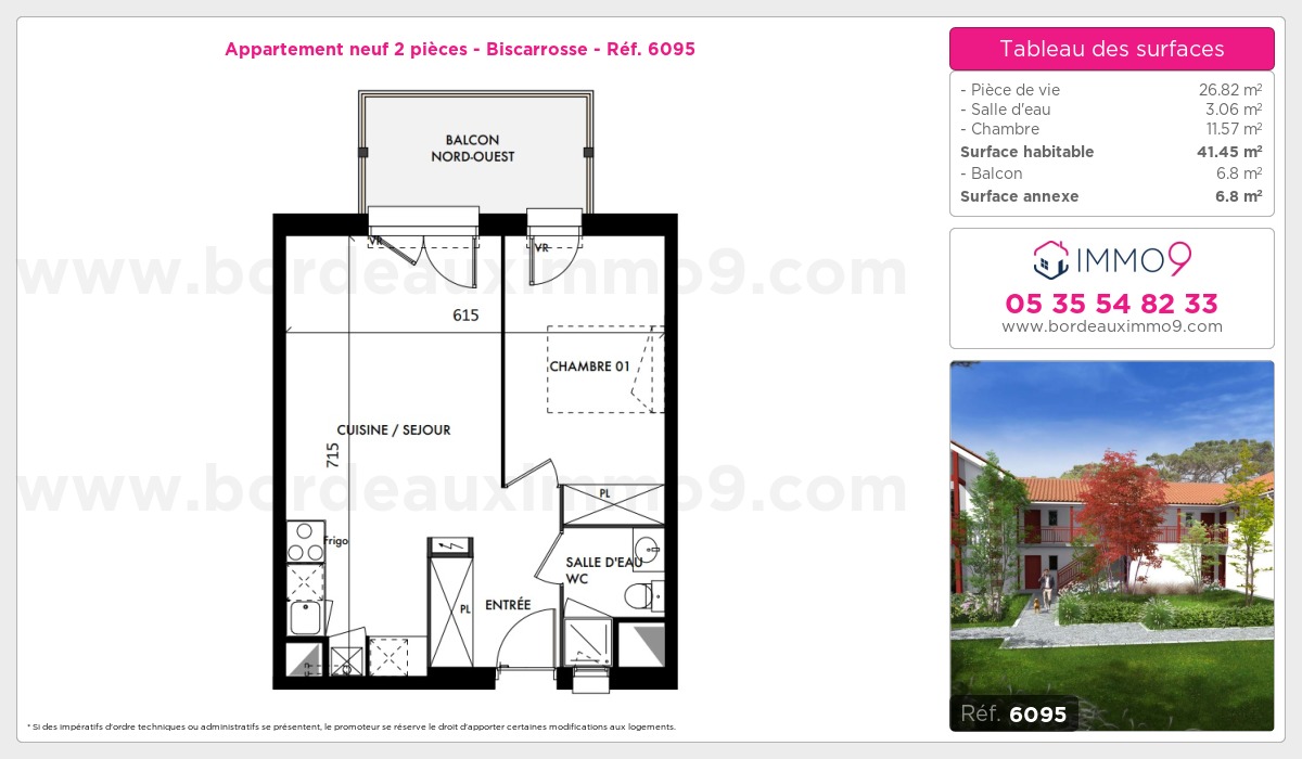 Plan et surfaces, Programme neuf Biscarrosse Référence n° 6095