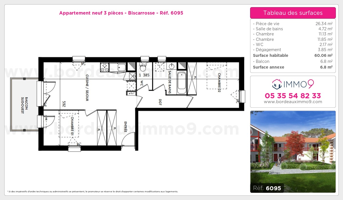 Plan et surfaces, Programme neuf Biscarrosse Référence n° 6095