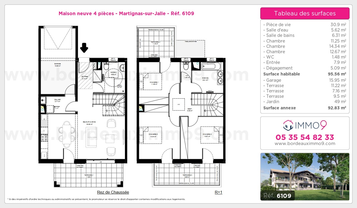 Plan et surfaces, Programme neuf Martignas-sur-Jalle Référence n° 6109