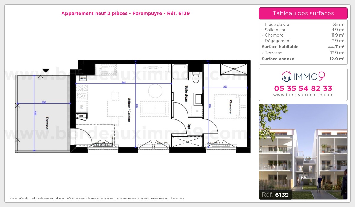 Plan et surfaces, Programme neuf Parempuyre Référence n° 6139