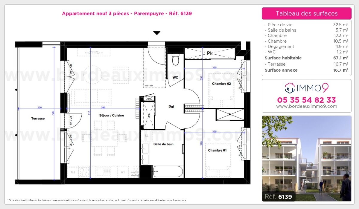 Plan et surfaces, Programme neuf Parempuyre Référence n° 6139