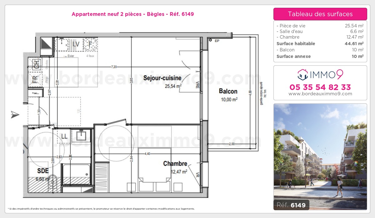 Plan et surfaces, Programme neuf Bègles Référence n° 6149