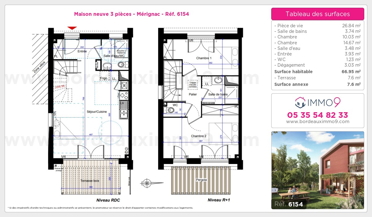 Plan et surfaces, Programme neuf Mérignac Référence n° 6154