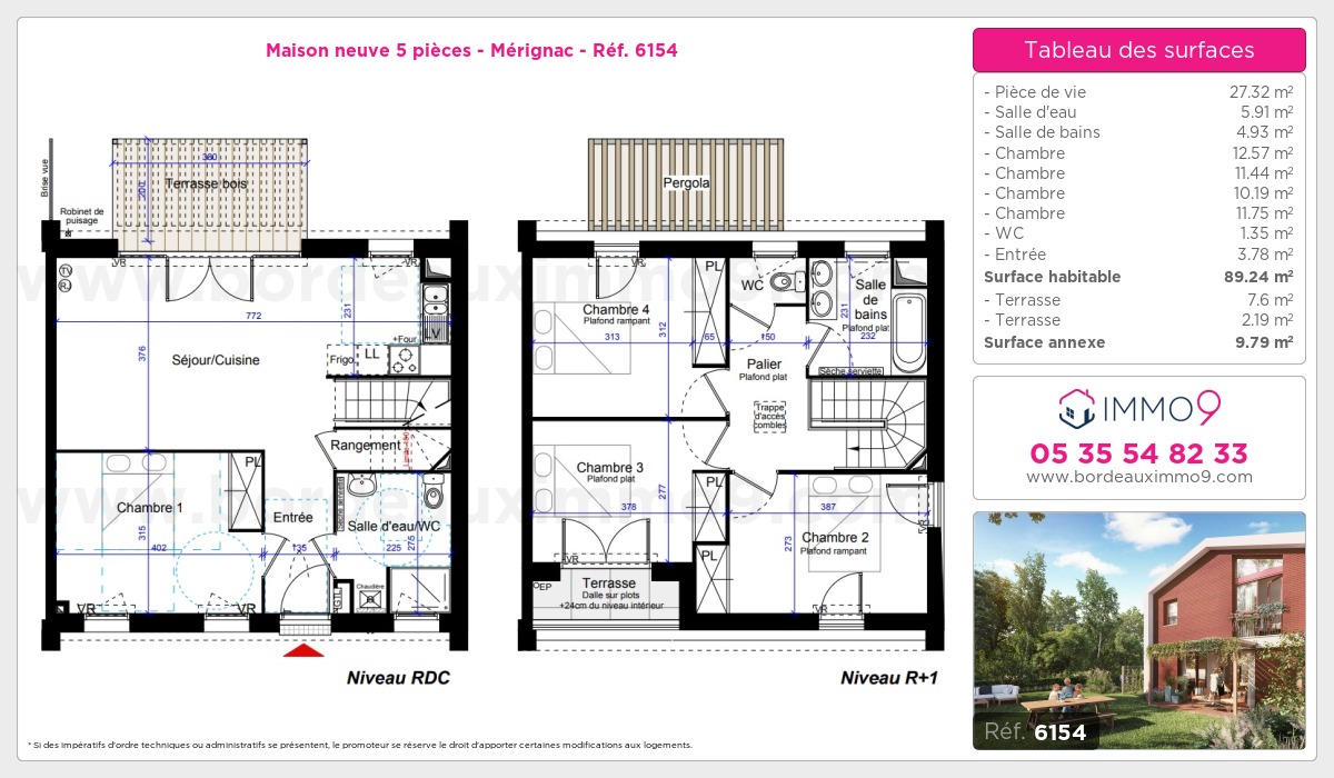 Plan et surfaces, Programme neuf Mérignac Référence n° 6154