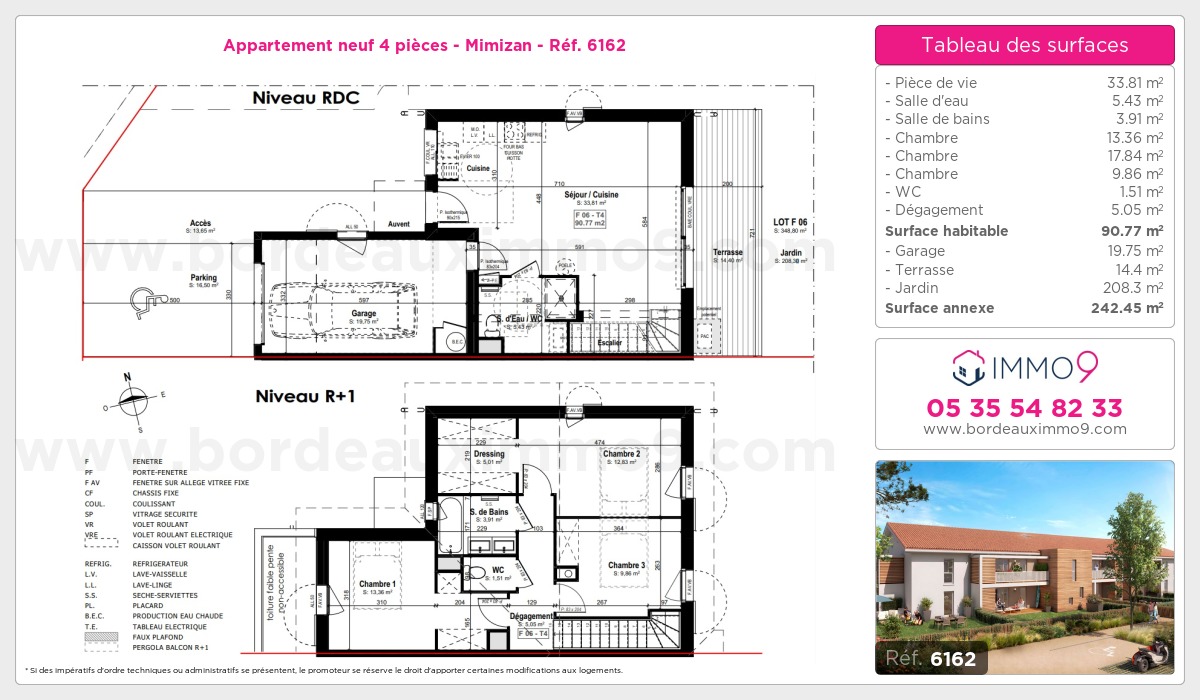 Plan et surfaces, Programme neuf Mimizan Référence n° 6162