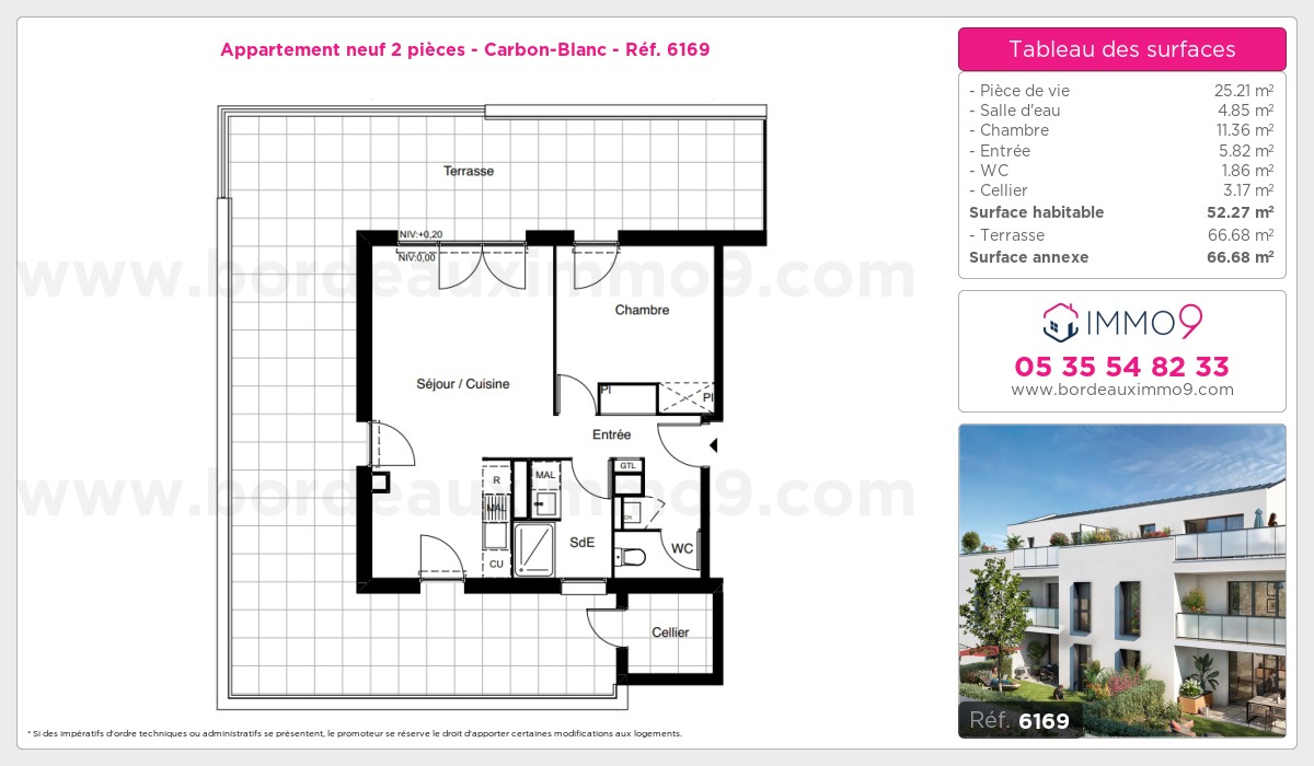 Plan et surfaces, Programme neuf Carbon-Blanc Référence n° 6169