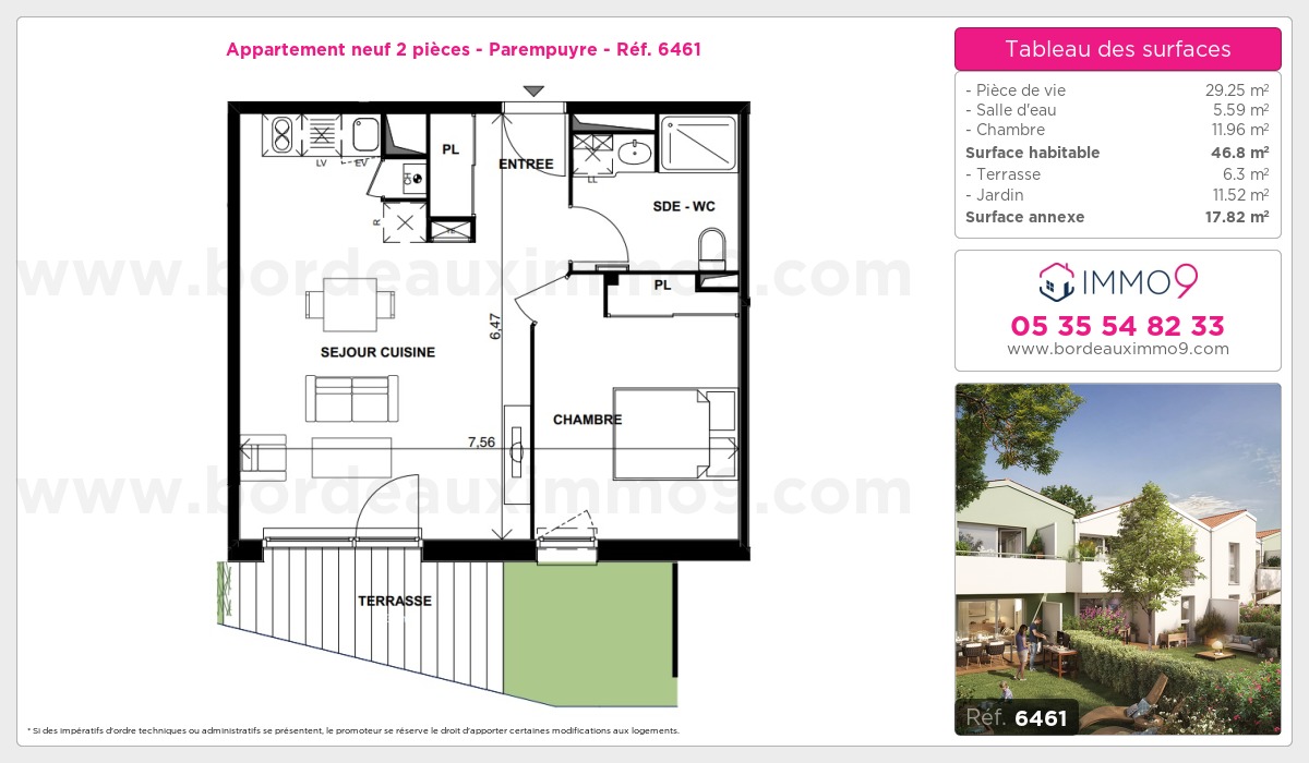 Plan et surfaces, Programme neuf Parempuyre Référence n° 6461