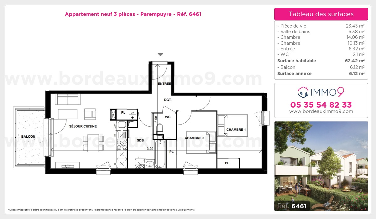 Plan et surfaces, Programme neuf Parempuyre Référence n° 6461