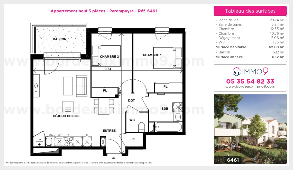 Plan et surfaces, Programme neuf Parempuyre Référence n° 6461