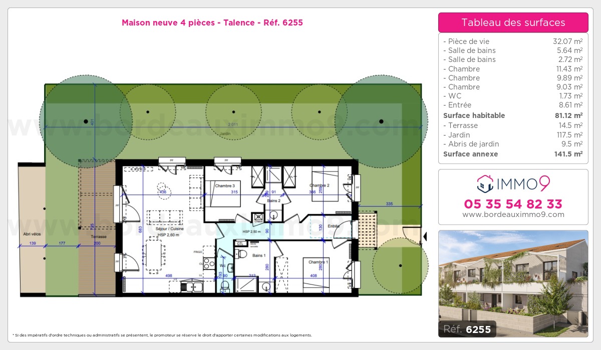 Plan et surfaces, Programme neuf Talence Référence n° 6255