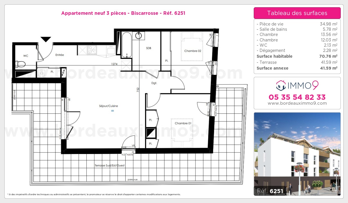 Plan et surfaces, Programme neuf Biscarrosse Référence n° 6251