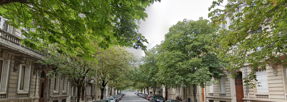 Maison neuve Bordeaux – vue sur une rue du quartier Saint-Seurin Jardin Public