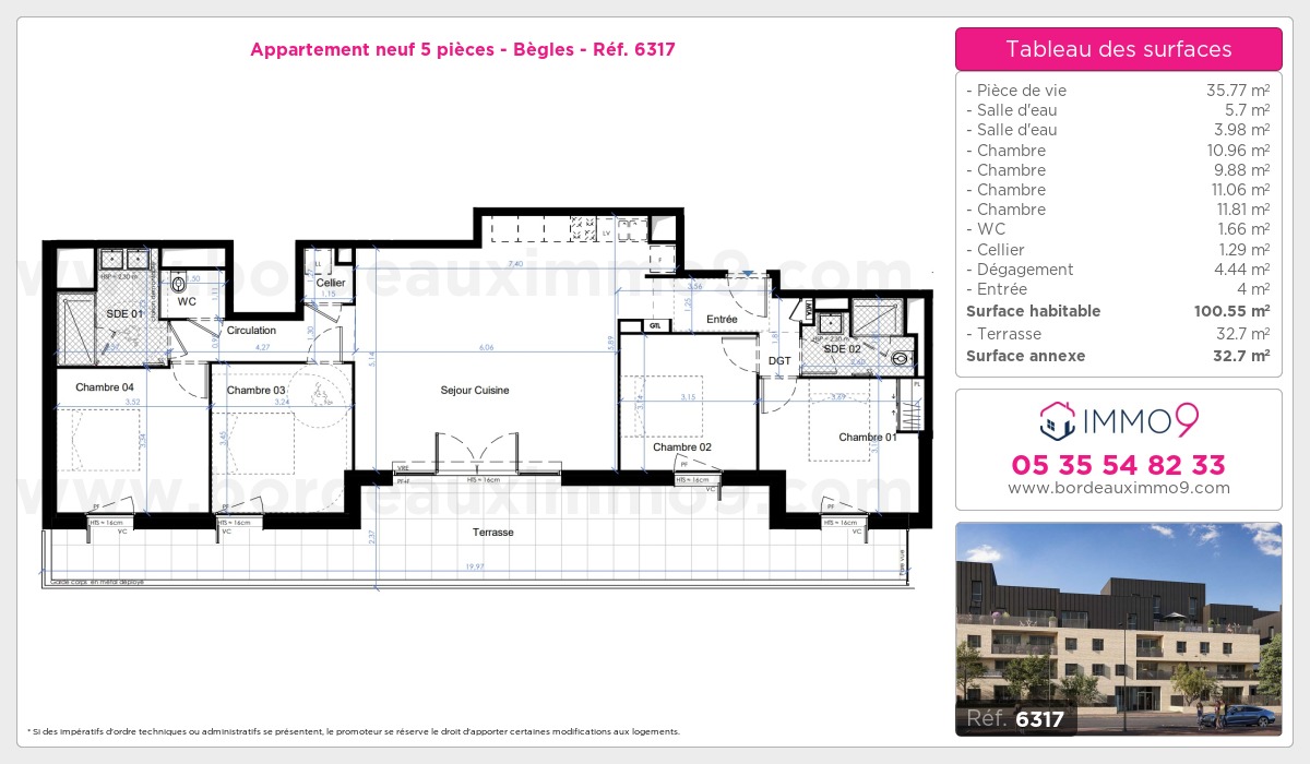 Plan et surfaces, Programme neuf Bègles Référence n° 6317