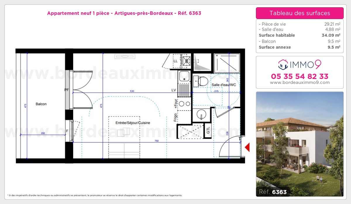 Plan et surfaces, Programme neuf Artigues-près-Bordeaux Référence n° 6363