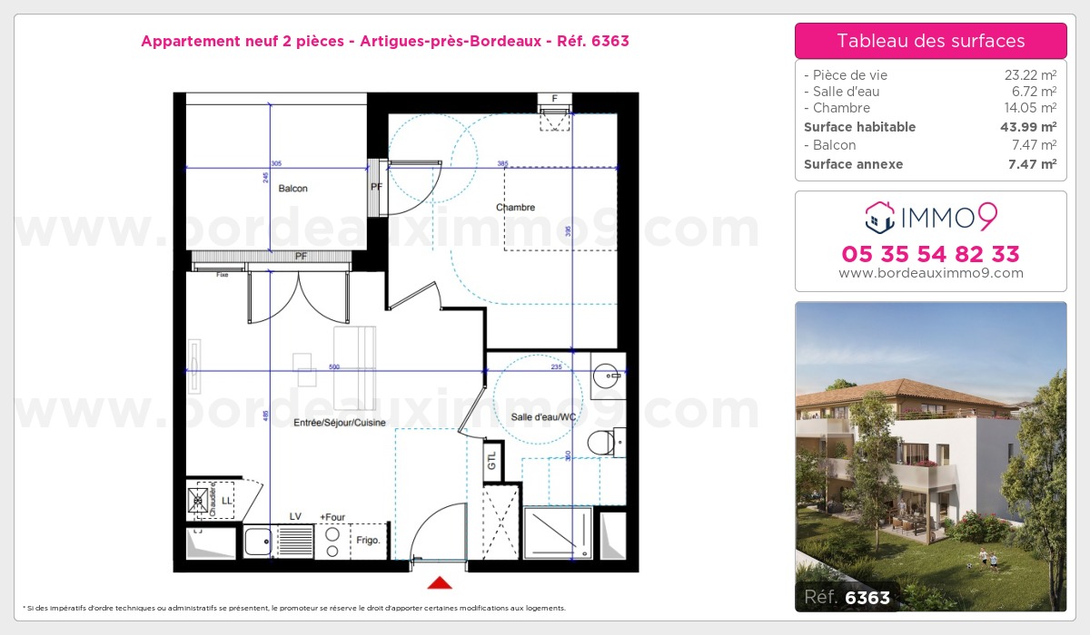 Plan et surfaces, Programme neuf Artigues-près-Bordeaux Référence n° 6363