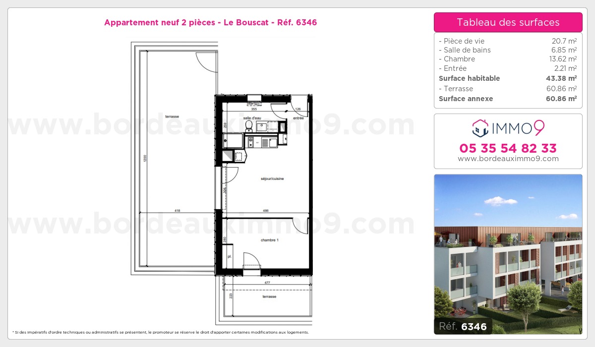 Plan et surfaces, Programme neuf Bouscat Référence n° 6346