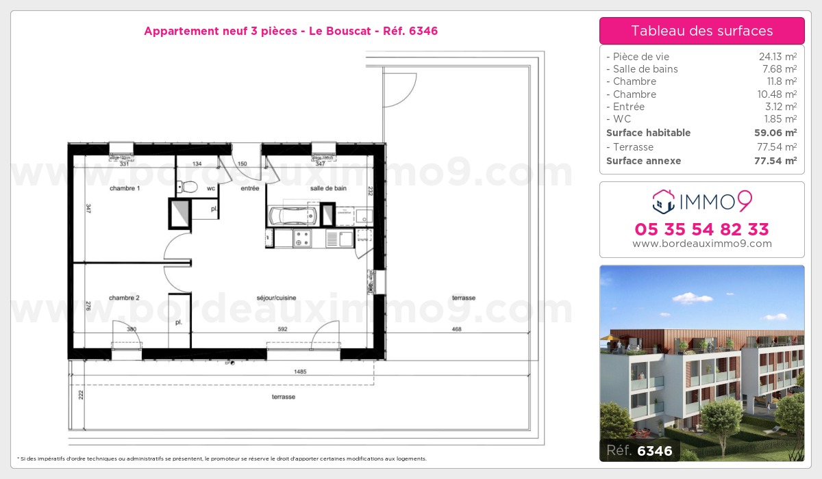 Plan et surfaces, Programme neuf Bouscat Référence n° 6346