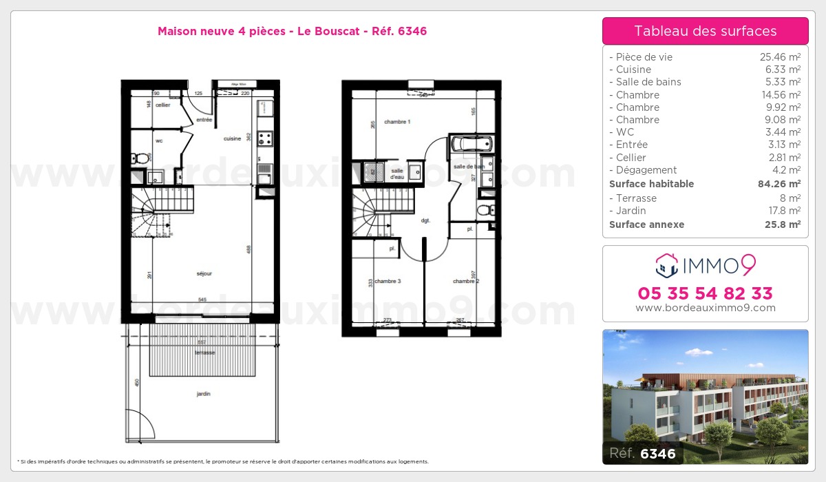 Plan et surfaces, Programme neuf Bouscat Référence n° 6346