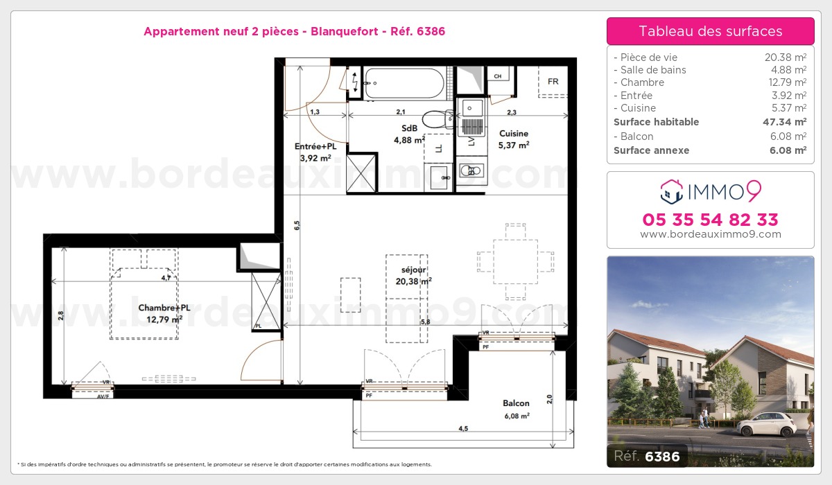 Plan et surfaces, Programme neuf Blanquefort Référence n° 6386