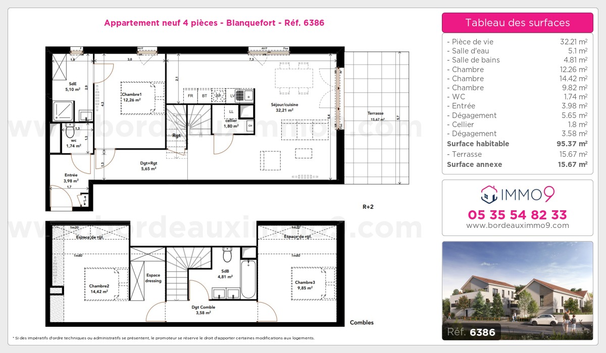 Plan et surfaces, Programme neuf Blanquefort Référence n° 6386