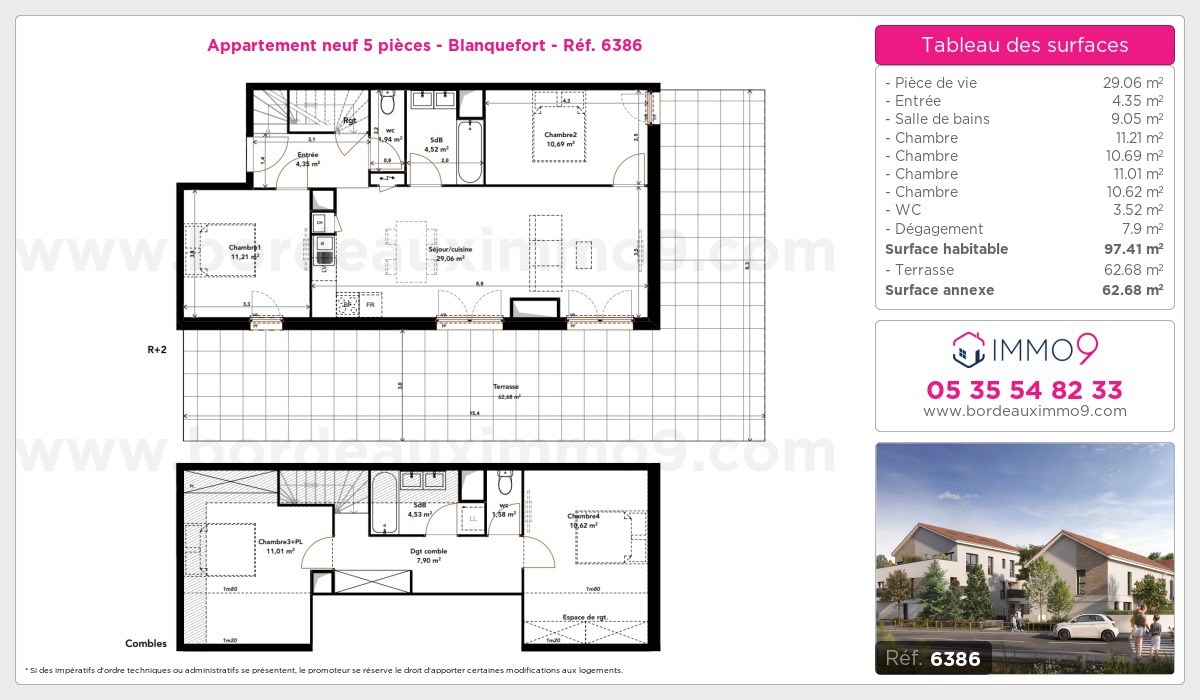 Plan et surfaces, Programme neuf Blanquefort Référence n° 6386