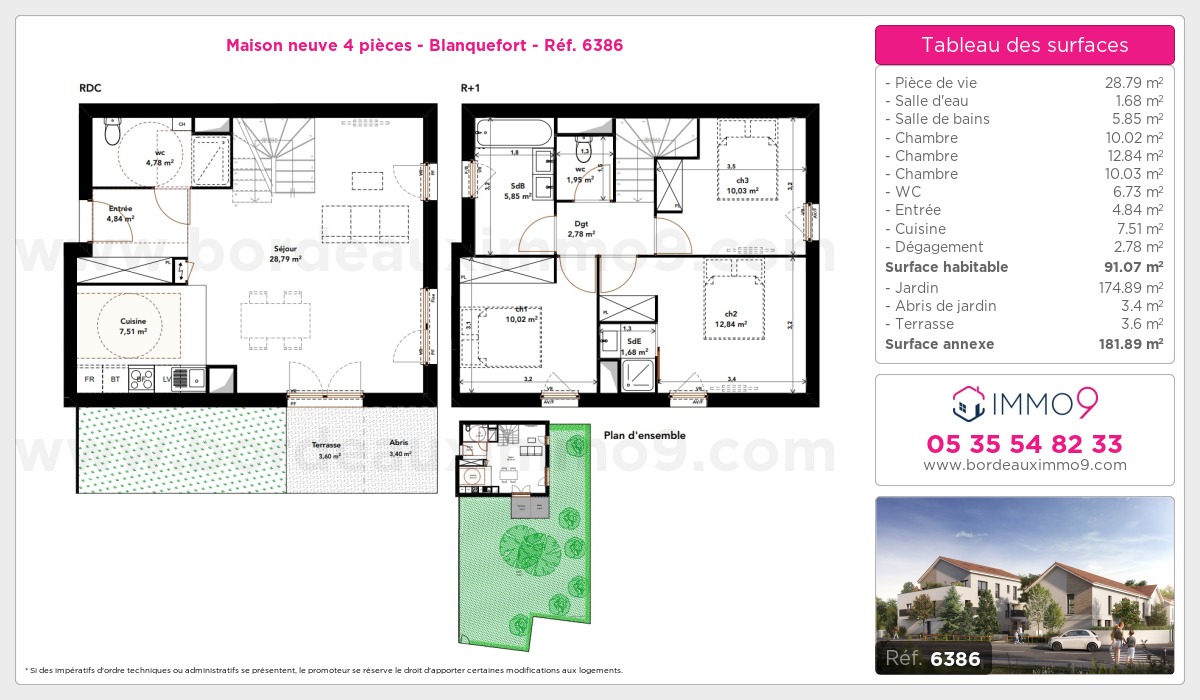 Plan et surfaces, Programme neuf Blanquefort Référence n° 6386