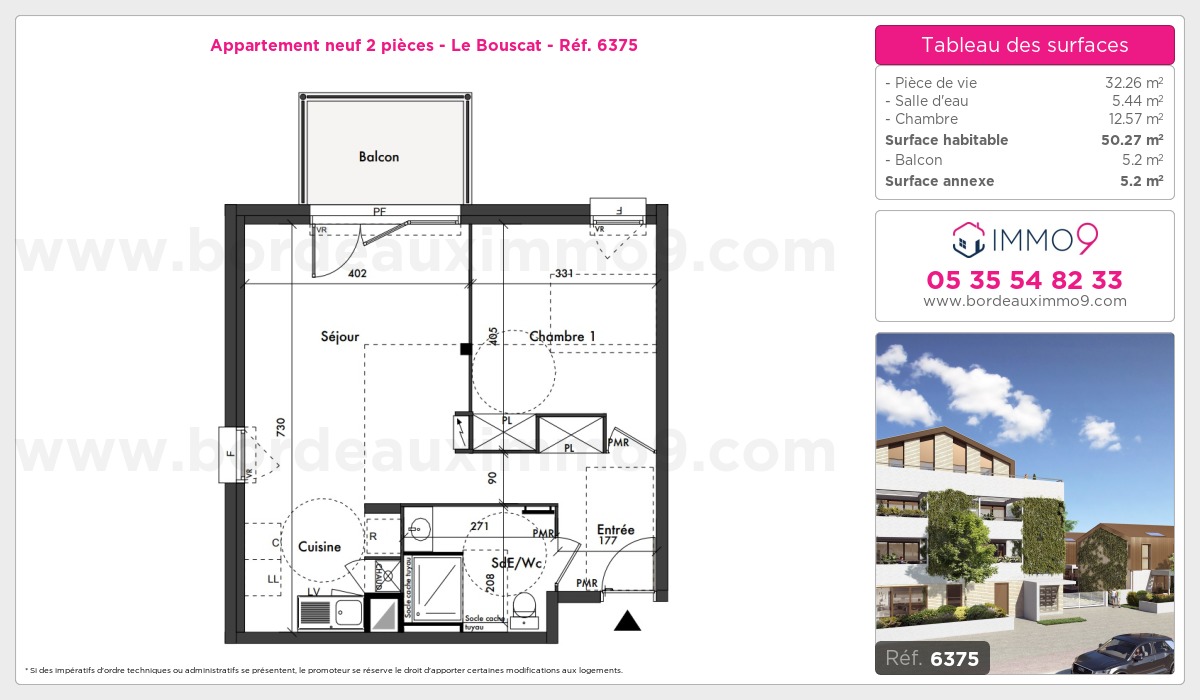 Plan et surfaces, Programme neuf Bouscat Référence n° 6375