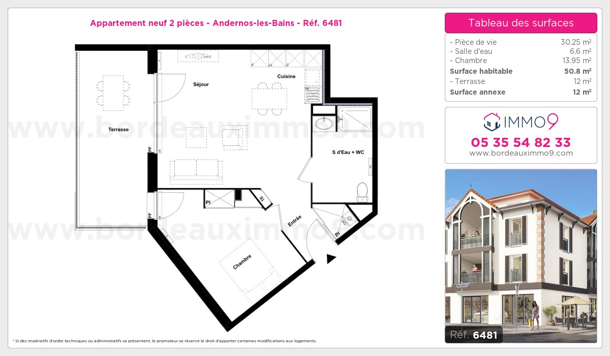 Plan et surfaces, Programme neuf Andernos-les-Bains Référence n° 6481