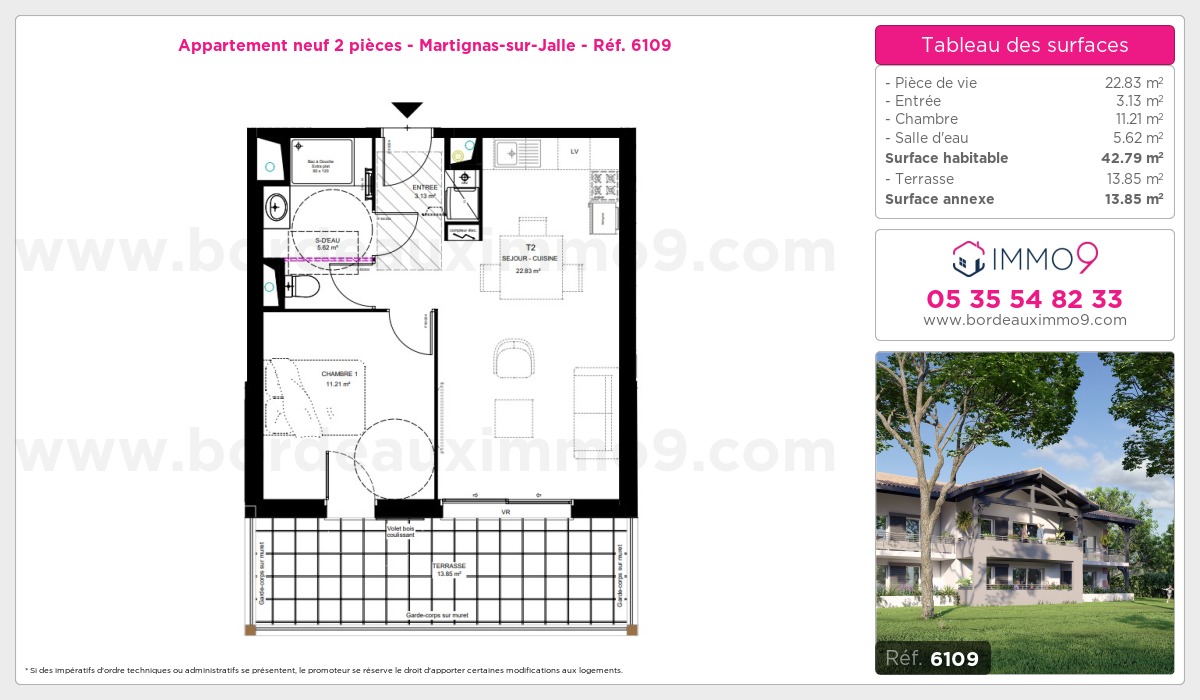 Plan et surfaces, Programme neuf Martignas-sur-Jalle Référence n° 6109