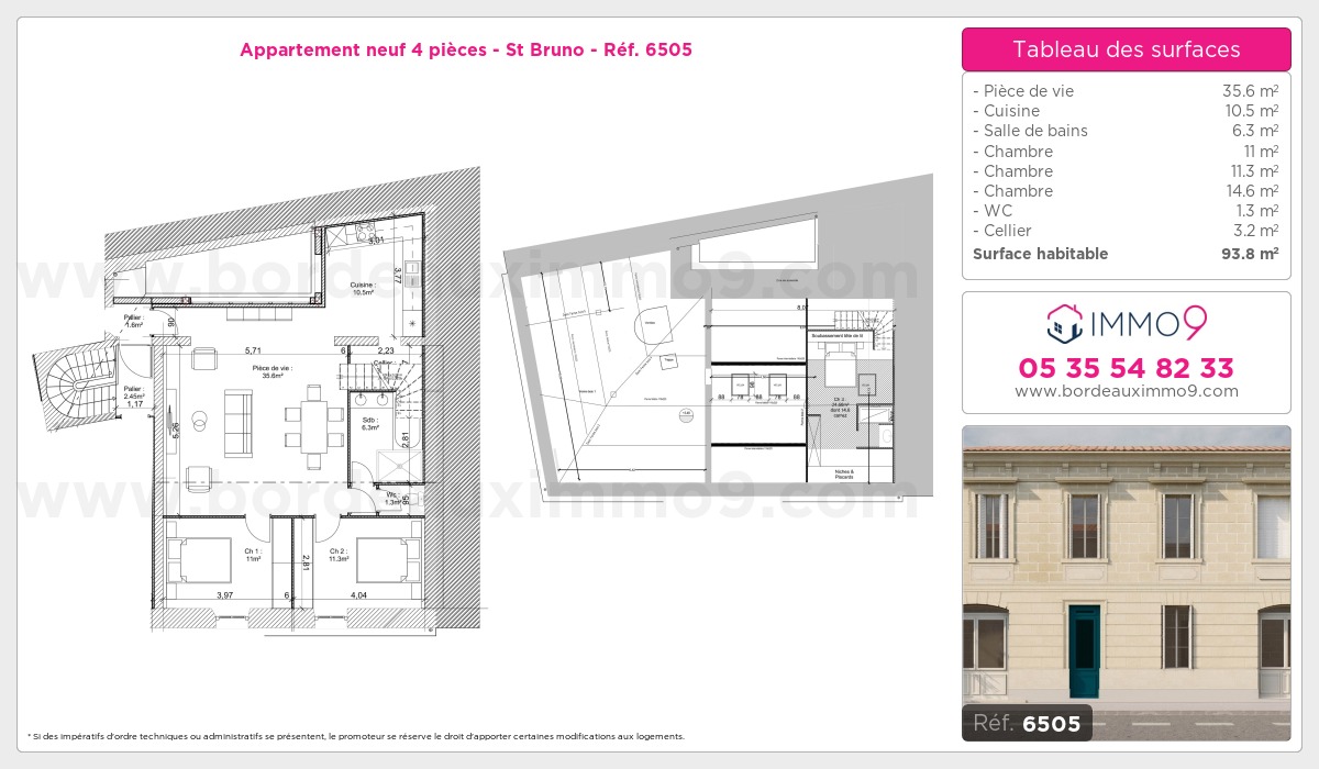 Plan et surfaces, Programme neuf Bordeaux : St Bruno Référence n° 6505