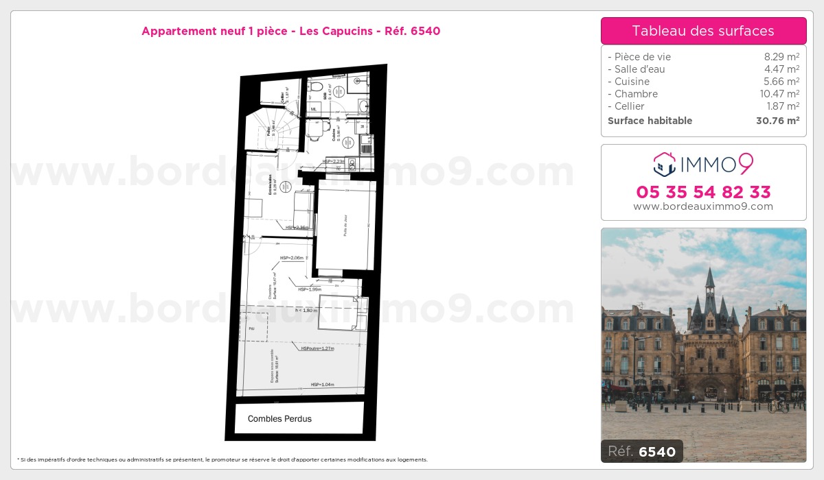 Plan et surfaces, Programme neuf Bordeaux : Capucins Référence n° 6540